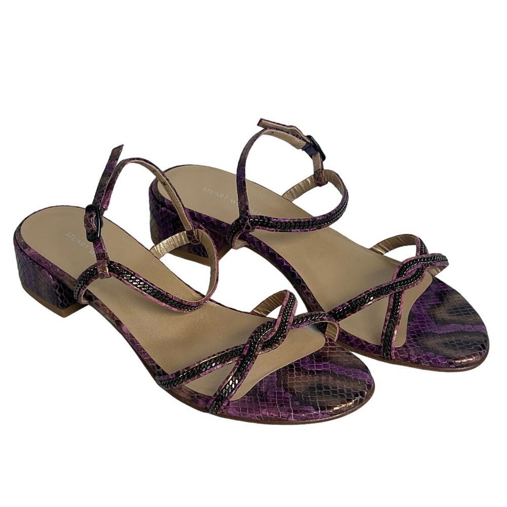 Stuart Weitzman Strappy Purple Python Sandals - image 1
